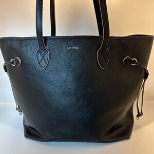 Lodis Black Pebbled Leather Women’s Shoulder Tote Bag